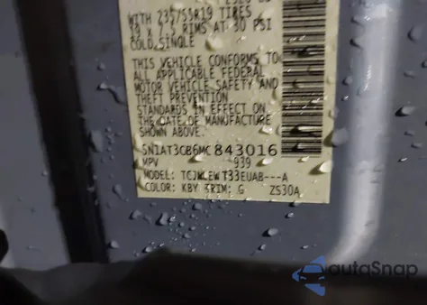 2021 Nissan Rogue Sl Intelligent Awd z USA, uszkodzony, nr VIN 5N1AT3CB6MC843016